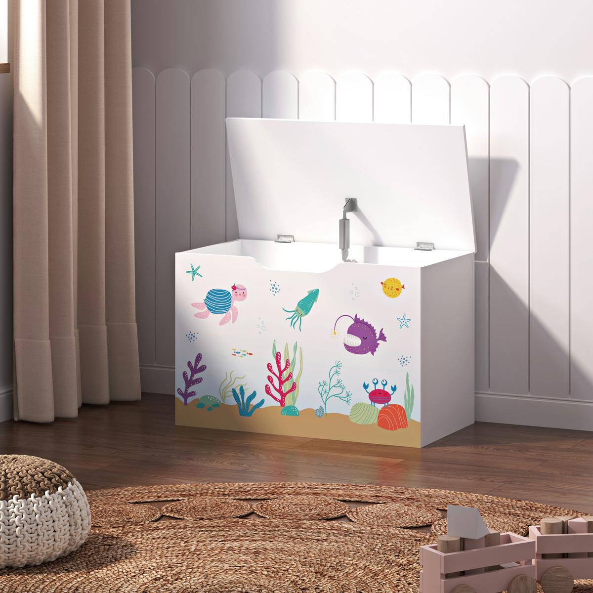 SPIELZEUGKISTE Oleiros - Multicolor/Weiß, Holzwerkstoff (60/30cm) - [en.casa]