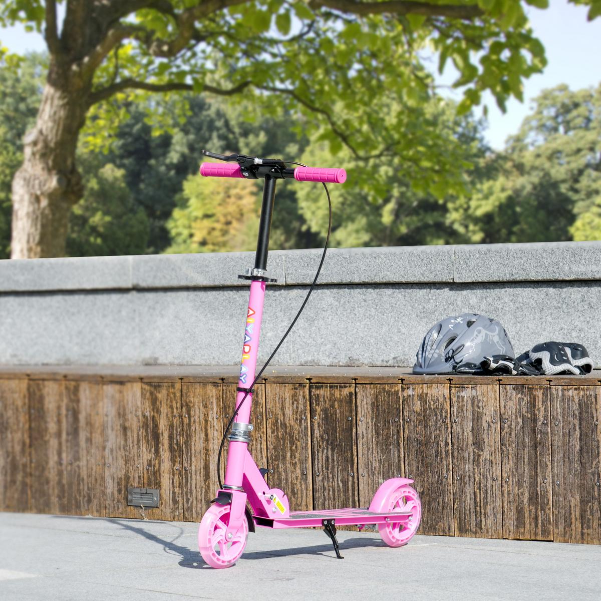 ROLLER Kinder Klappbar mit Verstellbarer Lenkerhöhe, 2 Leuchtenden Räder Rosa - Rosa, Kunststoff/Metall (73/36/89cm) - AIYAPLAY