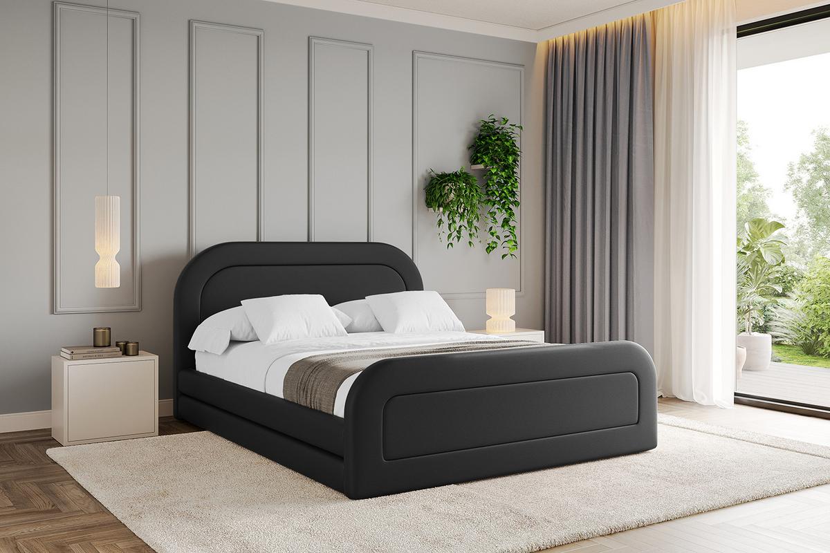 POLSTERBETT mit Bettkasten, Fußteil und Lattenrost, Boxbett ohne Matratze - LERIS-Z 180x200 Schwarz Kunstleder - Schwarz Hochglanz, Holzwerkstoff/Textil (180/200cm) - ALTDECOR