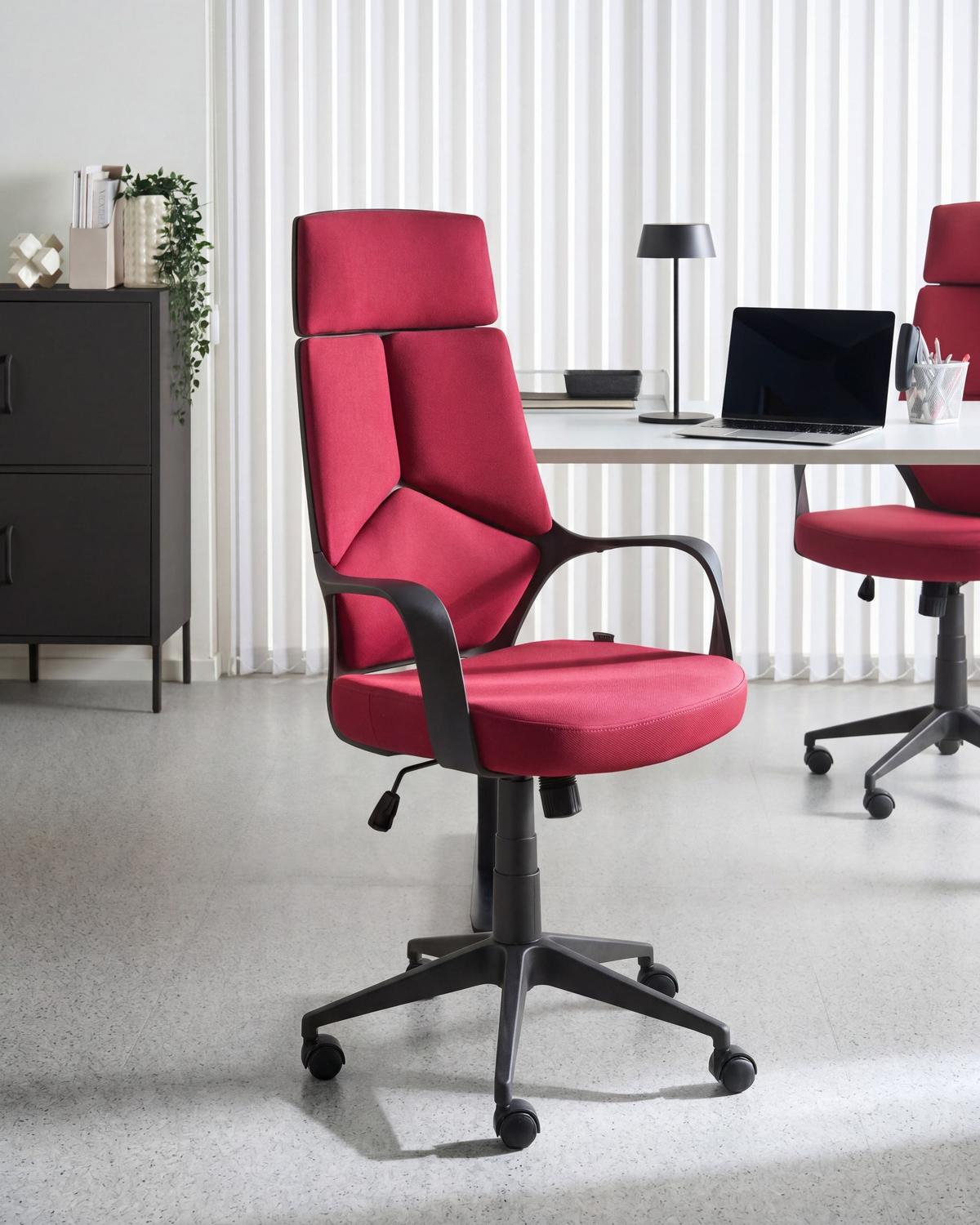 BÜROSTUHL Burgunderrot Delight - Dunkelrot, Textil (64/116/64cm) - Beliani