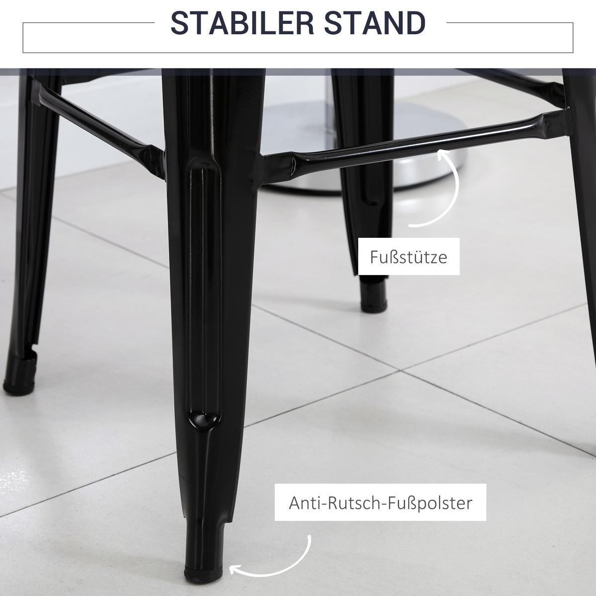 BARHOCKER Metall Schwarz - Schwarz, Metall (43/76/43cm) - HOMCOM