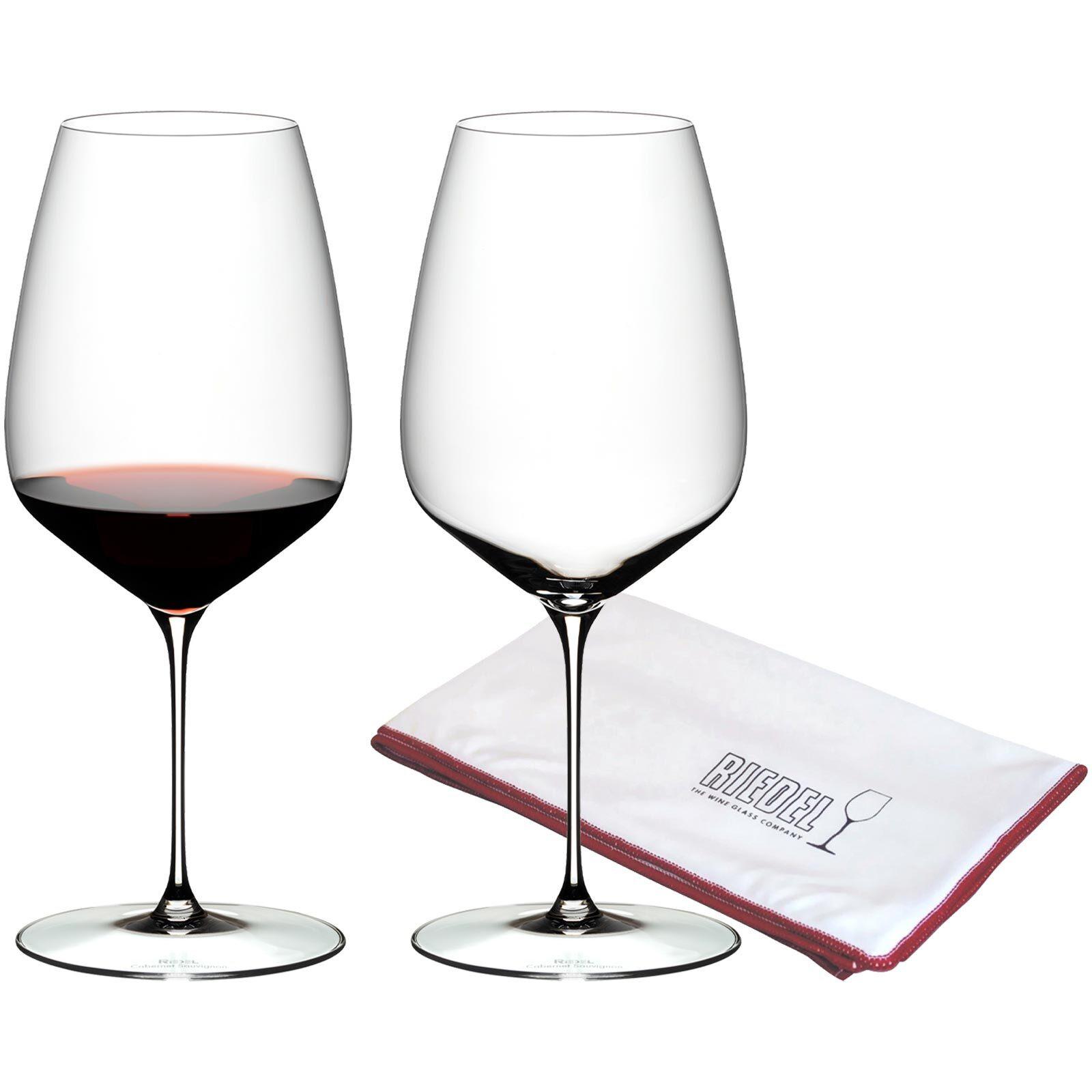 CABERNET / MERLOT WEINGLÄSER + POLIERTUCH Veloce transparent 829 ml 2er Set - Transparent, Glas (0.83L) - Riedel