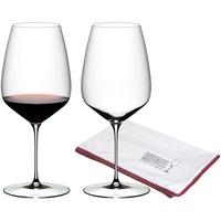 CABERNET / MERLOT WEINGLÄSER + POLIERTUCH Veloce transparent 829 ml 2er Set - Transparent, Glas (0.83L) - Riedel