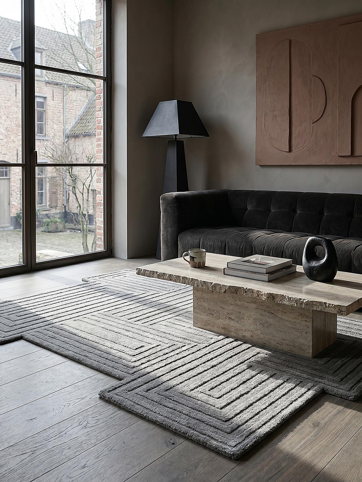 WOLLTEPPICH LEVEN, geometrisch, Grau, 200 x 290 cm - Grau, Textil (290/200cm) - KADIMA DESIGN