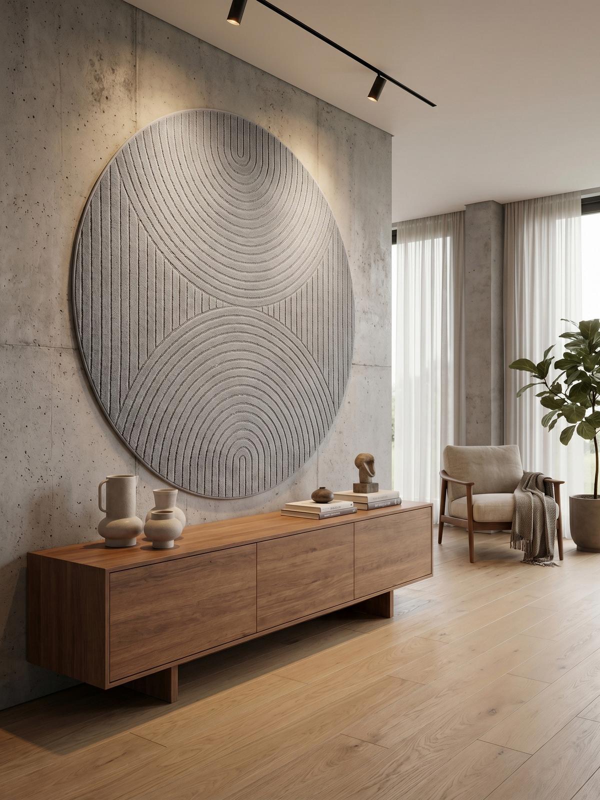 TEPPICH Outdoor ENGADIN in Silber, im Skandi-Stil mit 3D-Design, Ø 160 cm - Silberfarben, Textil (160/160cm) - KADIMA DESIGN