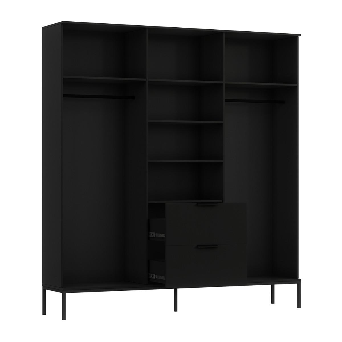 SCHRANK 3 Türen Melchior Schwarz - Schwarz, Holzwerkstoff (100/200/60cm) - Petits-meubles