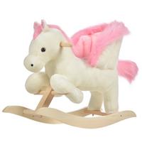 KINDER Schaukelpferd Baby Schaukeltier Spielzeug Pferd für 18-36 Monate Weiß - Weiß, Holz (28/57/70cm) - HOMCOM