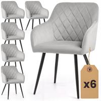 POLSTERSTUHL 6er Set, Metallbeine Grau, Schwarz 54,5/82/58 - Schwarz/Grau, Textil (55/82/52cm) - RAUMHIRSCH FURNITURE