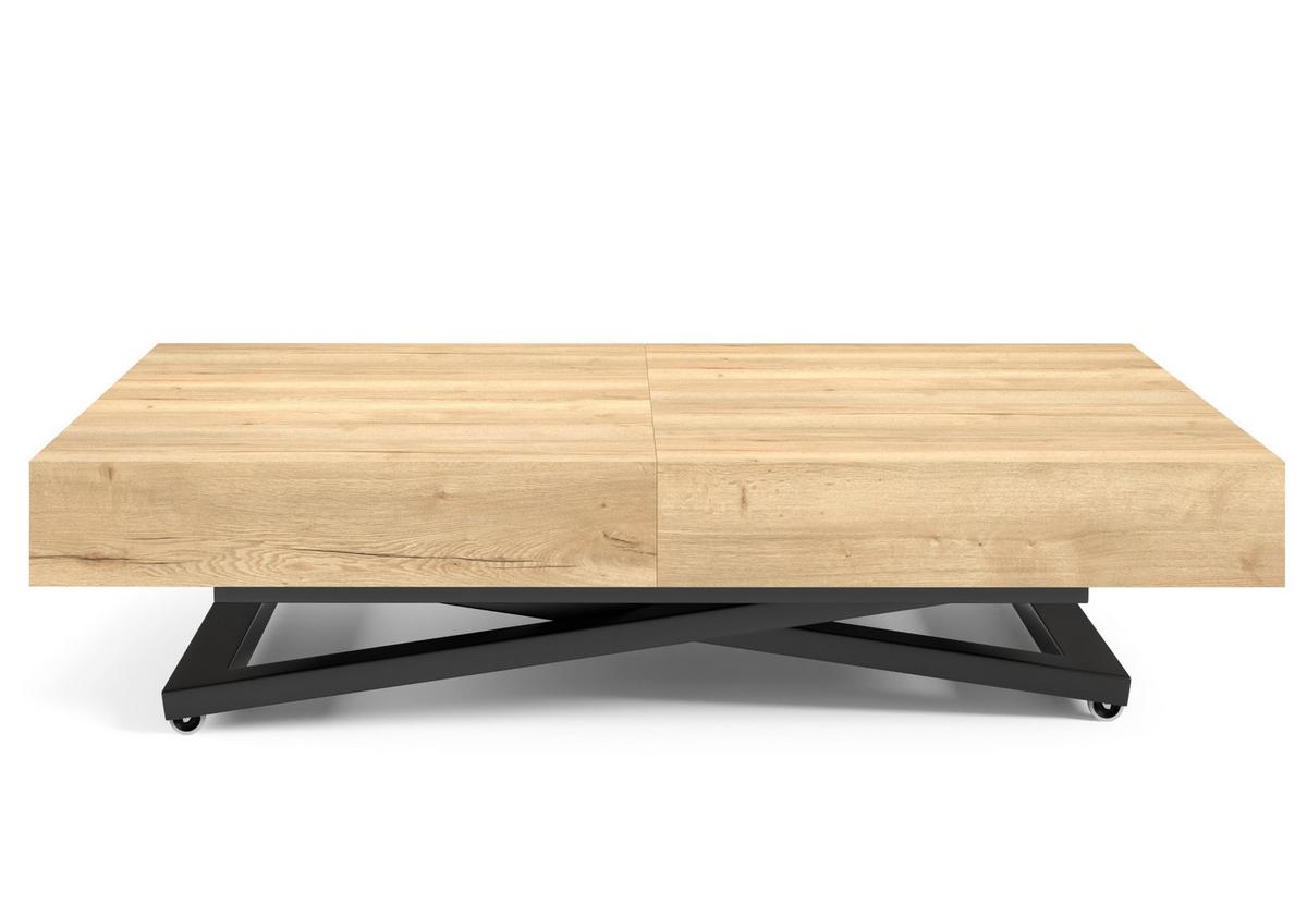 ESSTISCH UND COUCHTISCH IN EINEM Elano Halifax Eiche - Hellbraun/Schwarz, Holz/Metall (80/200/80cm) - S-Style Möbel