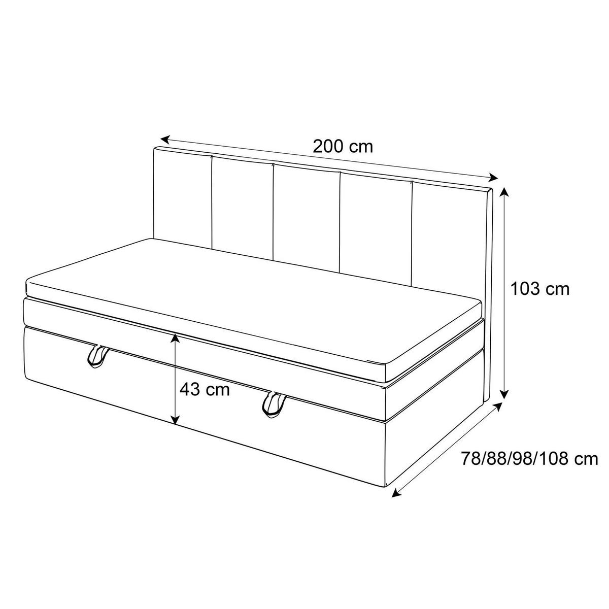 BOXSPRINGBETT ELZA MINI mit Topper 100x200 cm Jasmine 73 - Blau, Textil - Lookway