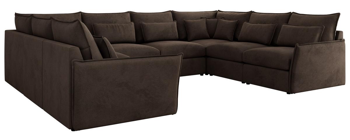 WOHNLANDSCHAFT VERSO U 8M Braun Velvet - Schwarz/Braun, Kunststoff/Textil (362/93/270cm) - MKS
