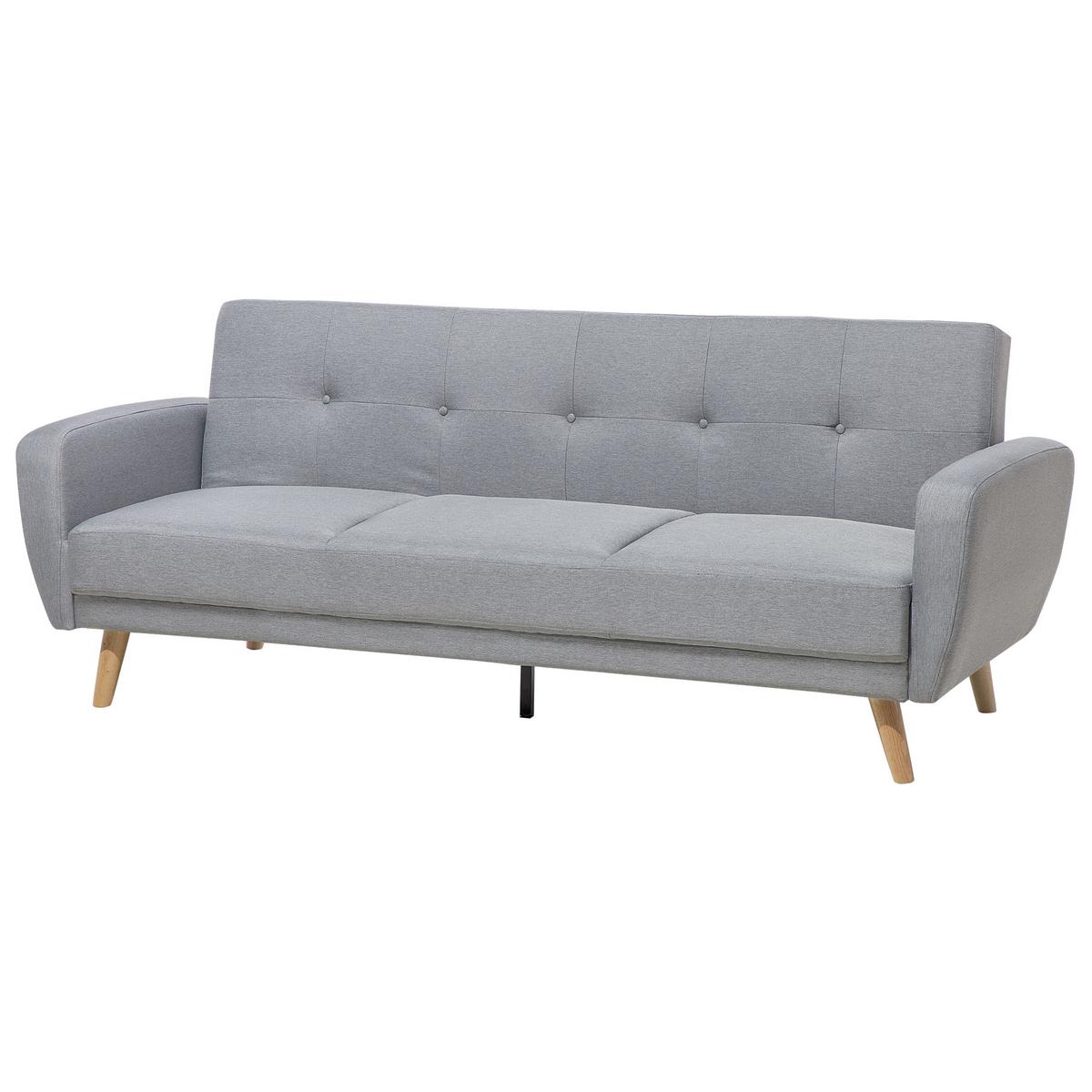 3-SITZER-SCHLAFSOFA Polyester Grau Florli - Hellgrau, Textil (214/82/85cm) - Beliani