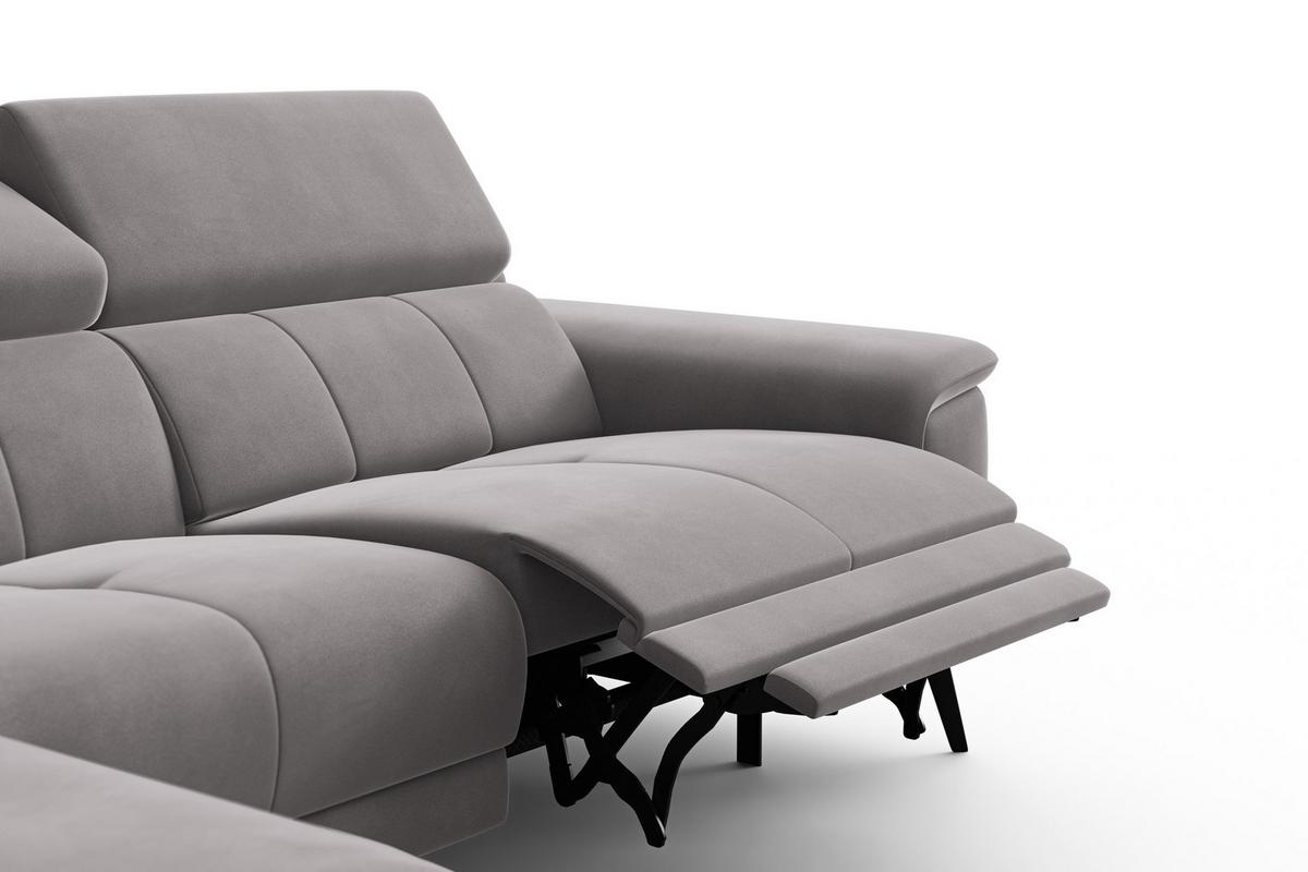ECKSOFA FIERO 4-Sitzer LINKS, Dunkelgrauer Veloursstoff - Dunkelgrau/Schwarz, Holz/Textil (288/170cm) - Courtois Laville