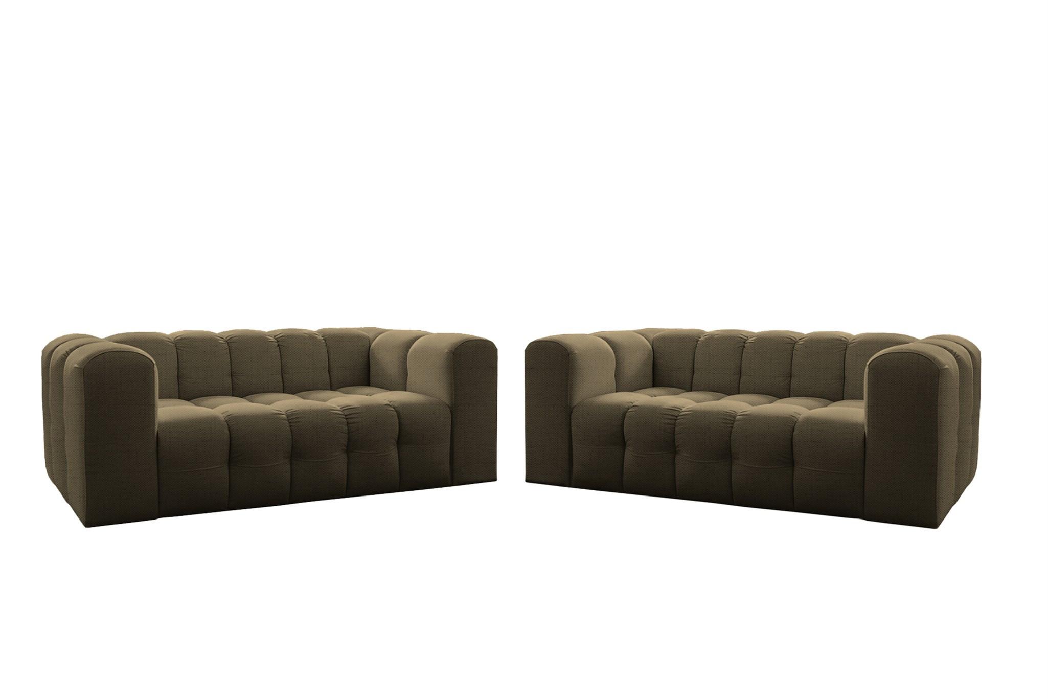 SOFASET Solvie 2-2 In Moly - Grün, Holzwerkstoff/Textil (200/75/106cm) - Fun Möbel