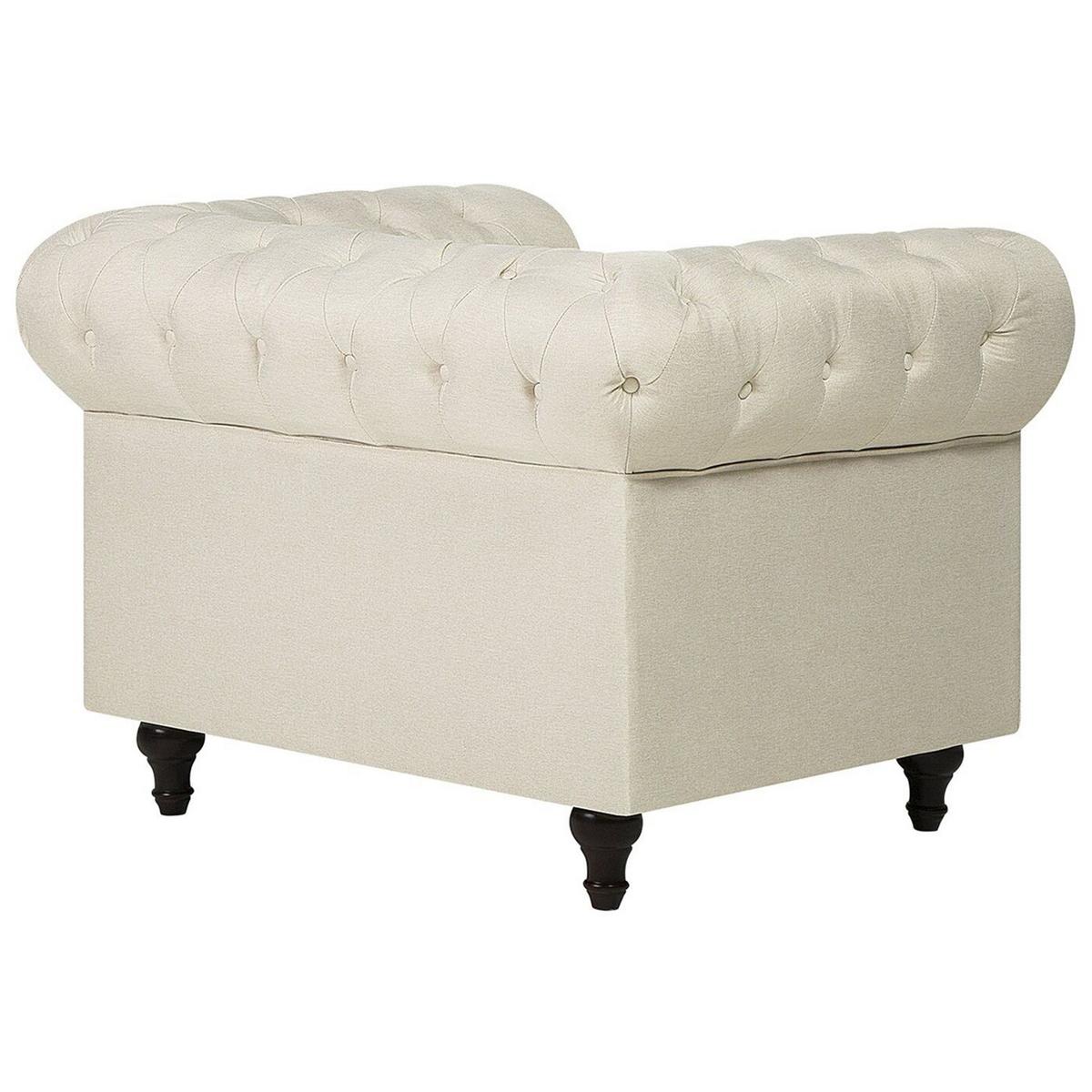 SESSEL Polsterbezug beige Chesterfield - Dunkelbraun/Beige, Textil (110/70/75cm) - Beliani