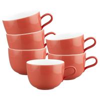 MILCHKAFFEETASSEN Liberty Pure Colors Flamingo Red 380 ml 6er Set - Rot, Keramik (0.38L) - Seltmann Weiden