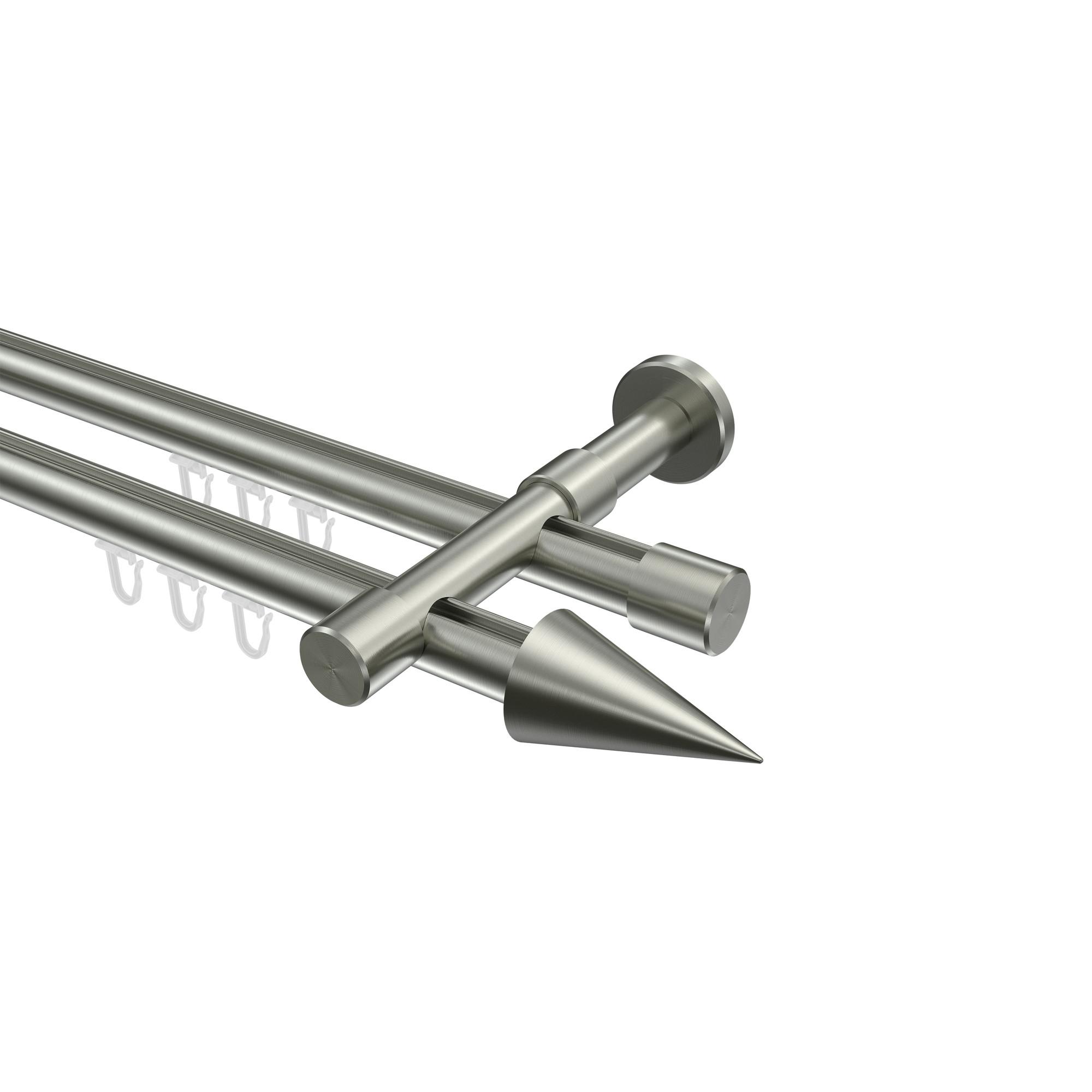 GARDINENSTANGE INNENLAUF Prestige Savio 260 cm (geteilt in 2 x 130 cm), 2-läufig, 20 mm Ø Edelstahl-Optik - Edelstahlfarben, Metall (260cm) - INTERDECO