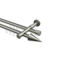 GARDINENSTANGE INNENLAUF Prestige Savio 260 cm (geteilt in 2 x 130 cm), 2-läufig, 20 mm Ø Edelstahl-Optik - Edelstahlfarben, Metall (260cm) - INTERDECO