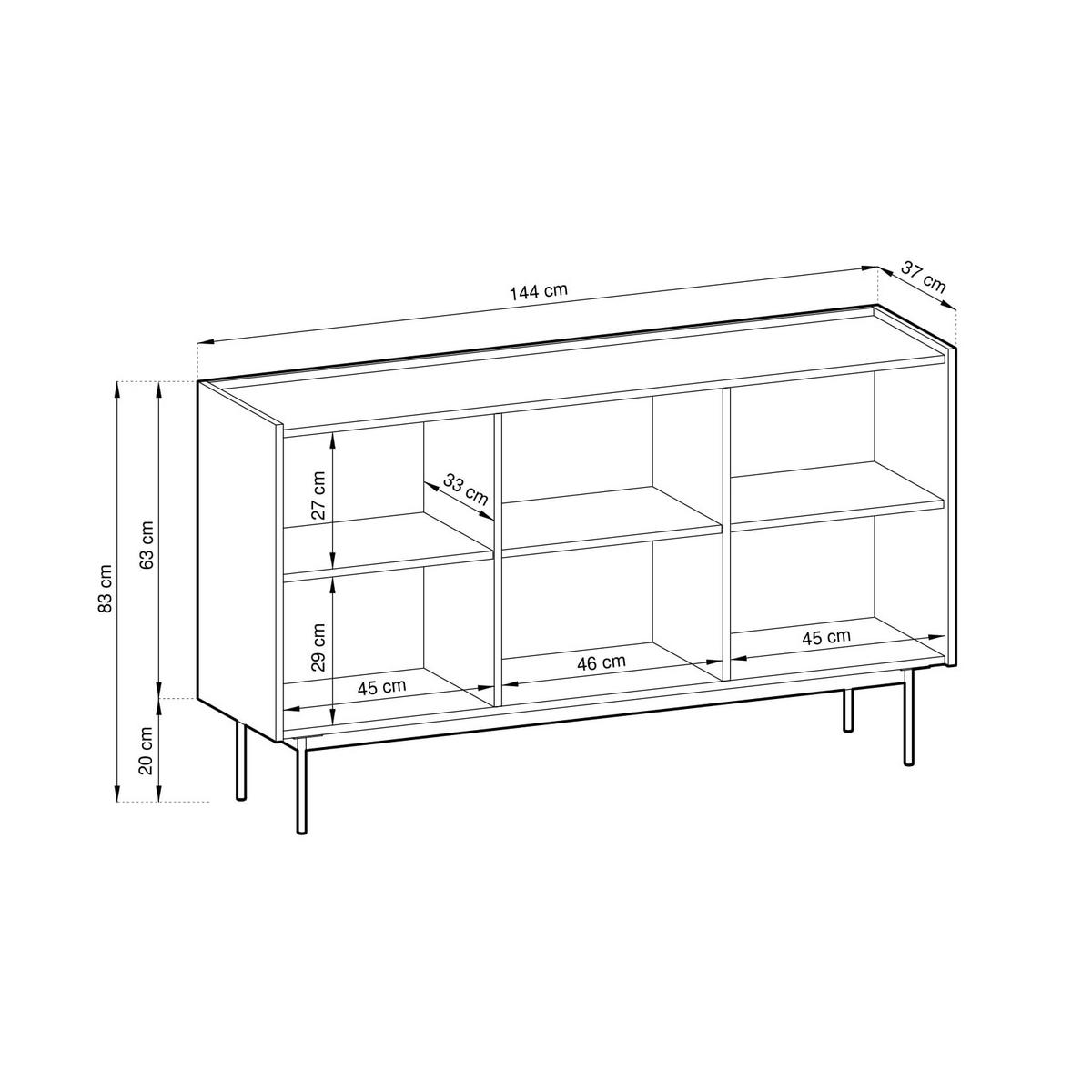 SIDEBOARD COLORE 144/83/37 cm mit 3 Türen Kaschmir - Kaschmir, Holzwerkstoff (144/83/37cm) - MASSENO