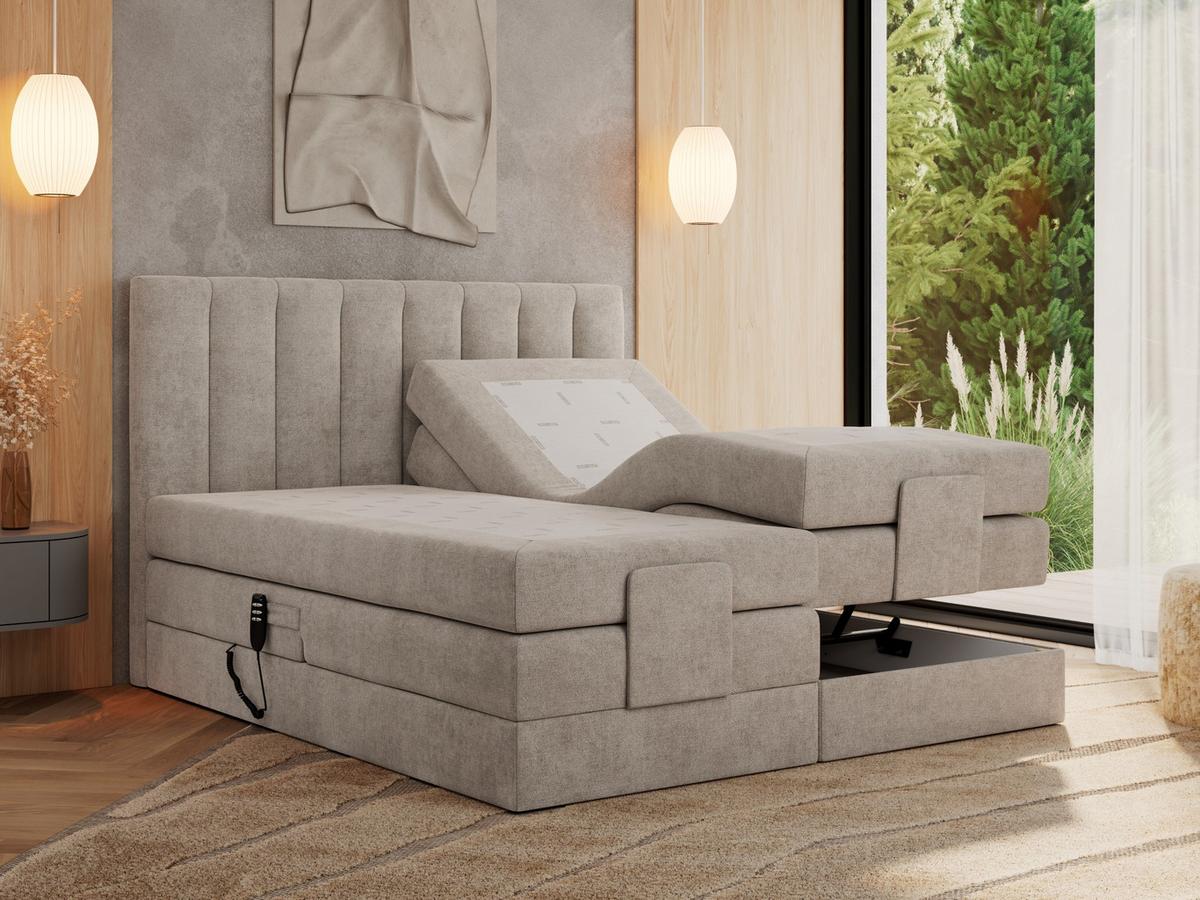 BOXBETT COMFORTO 140/200 - Beige Struktur - H4 - Beige, Holz/Textil (140/200cm) - MKS