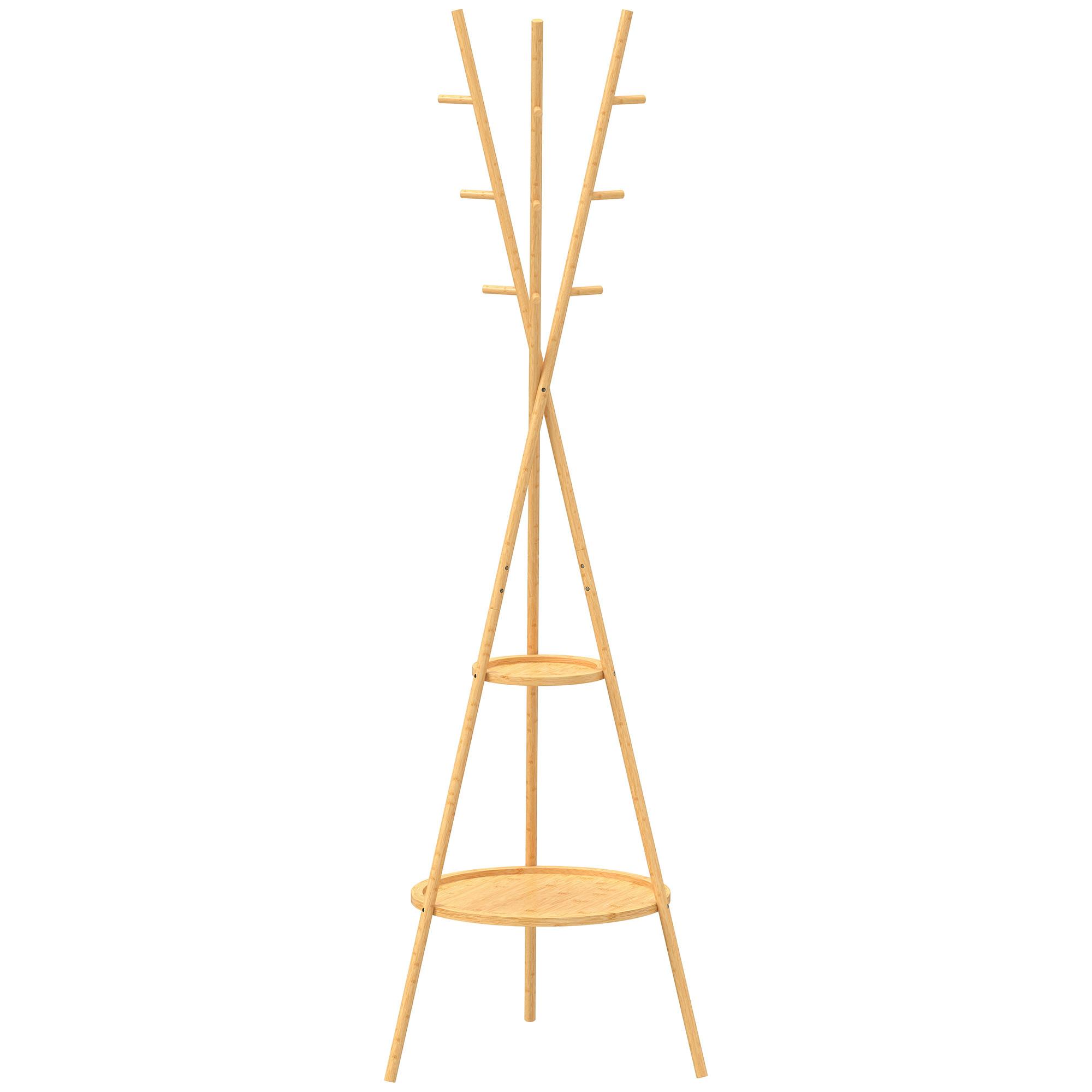 GARDEROBENSTÄNDER Bambus MDF Naturholz - Naturfarben, Naturmaterialien/Holzwerkstoff (58.5/176/58.5cm) - HOMCOM