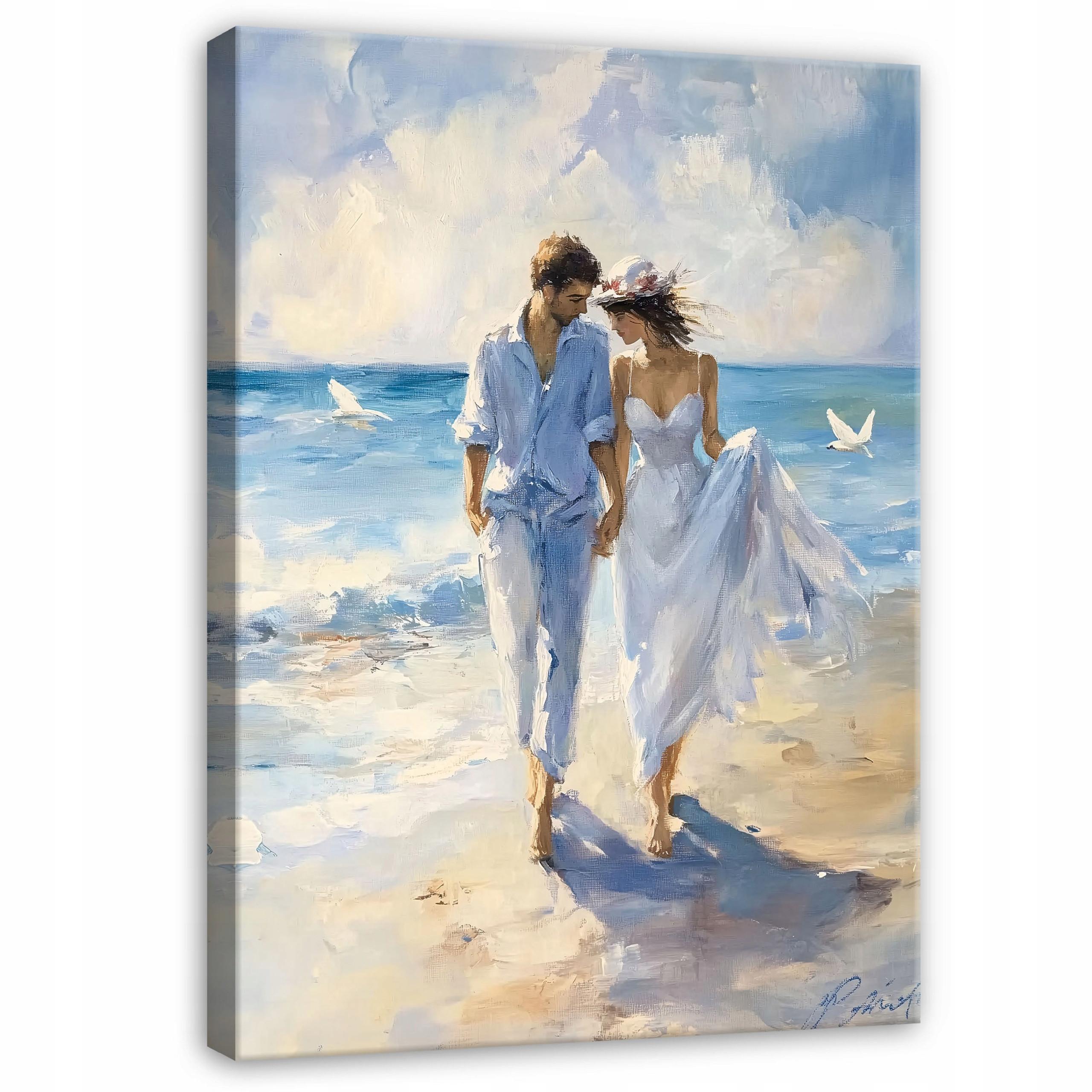 LEINWAND BILDER Abstrakt Frau Meer Aquarell 100x70 - Multicolor, Holzwerkstoff (70/100cm) - Wallarena