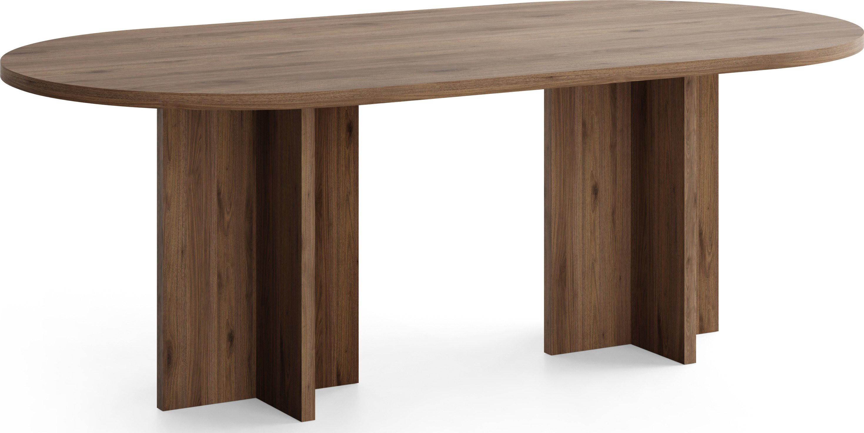 ESSTISCH Aster oval, Nussbaum Braun 204/90/75 cm - Walnussfarben/Schwarz, Holzwerkstoff (90/204/75cm) - WFL GROUP