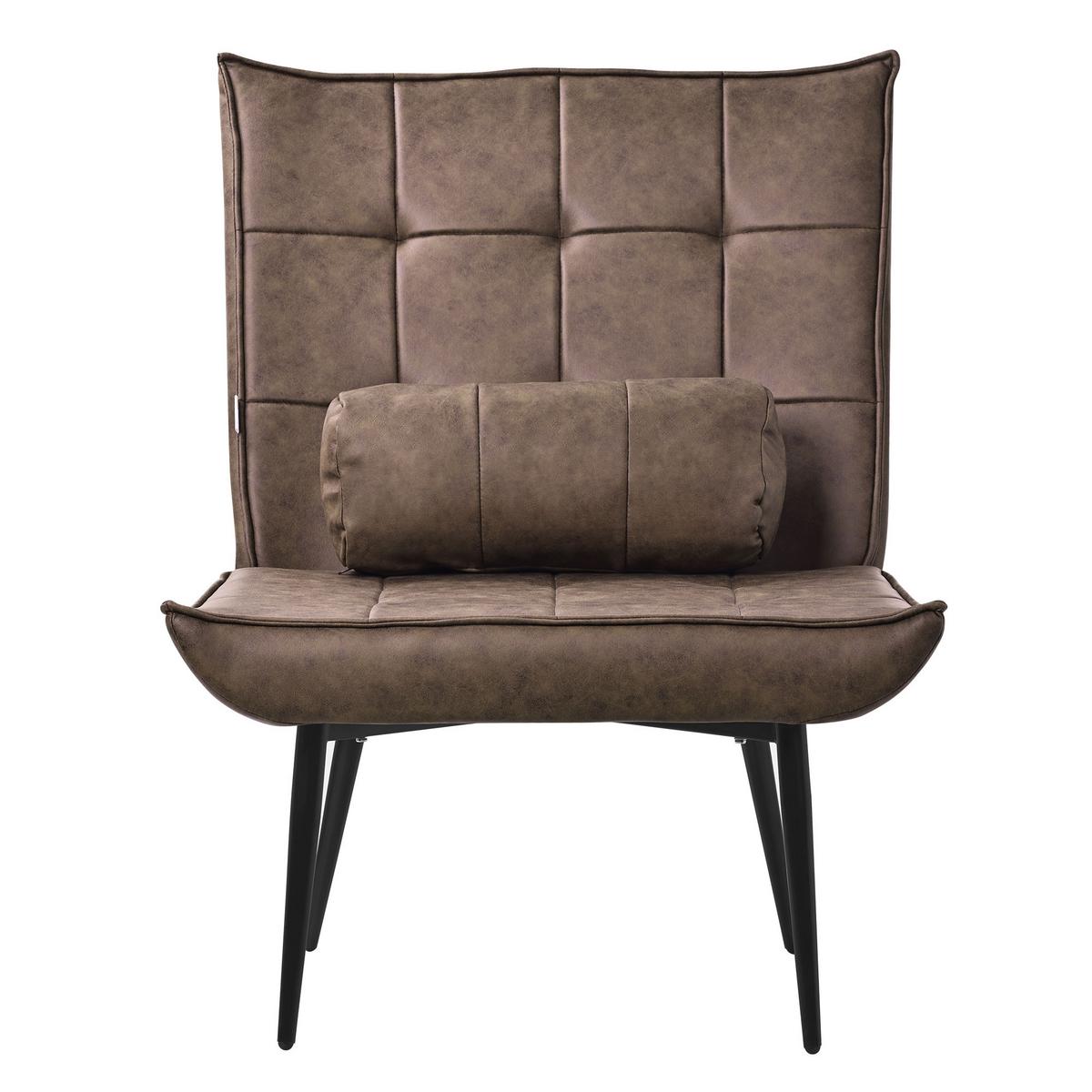 SESSEL Wohnzimmer aus Kunstleder-PU Braun Relaxsessel mit Lendenkissen - Schwarz/Braun, Metall (97/100/79cm) - ML-DESIGN