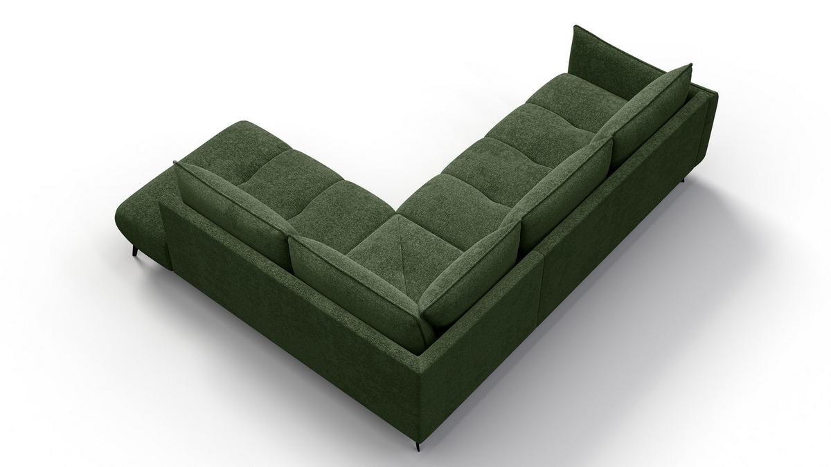 ECKSOFA AERA 5-Sitzer rechts, dunkelgrün - Dunkelgrün/Schwarz, Holz/Textil (268/206cm) - Wozimo