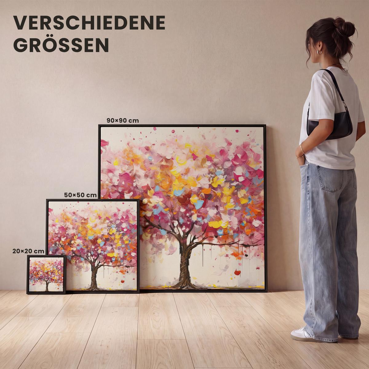 LEINWAND Bilder mit Rahmen - Aquarell - Baum - Kunst - Abstrakt - 50x50 - Multicolor, Textil (50/50cm) - MuchoWow