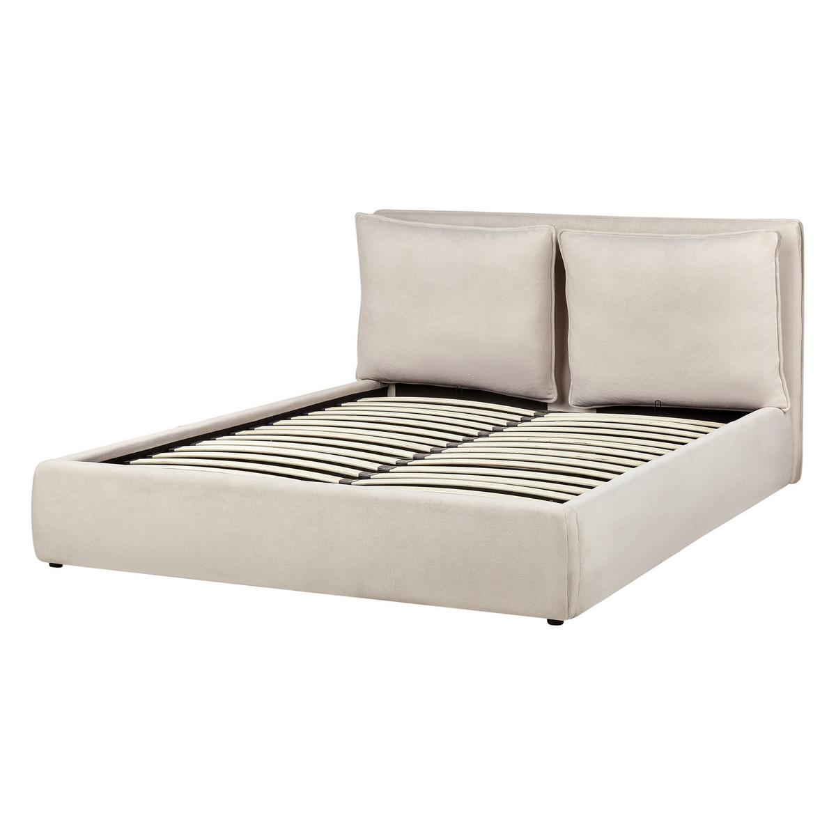 BETT mit Stauraum 160x200 cm Beige Bajonna - Beige, Textil (160/200cm) - Beliani