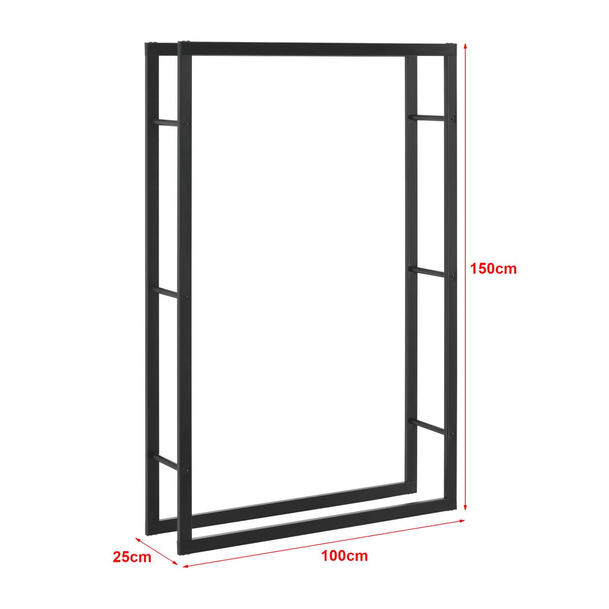 KAMINHOLZREGAL Täby - Schwarz, Metall (100/150/25cm) - [en.casa]