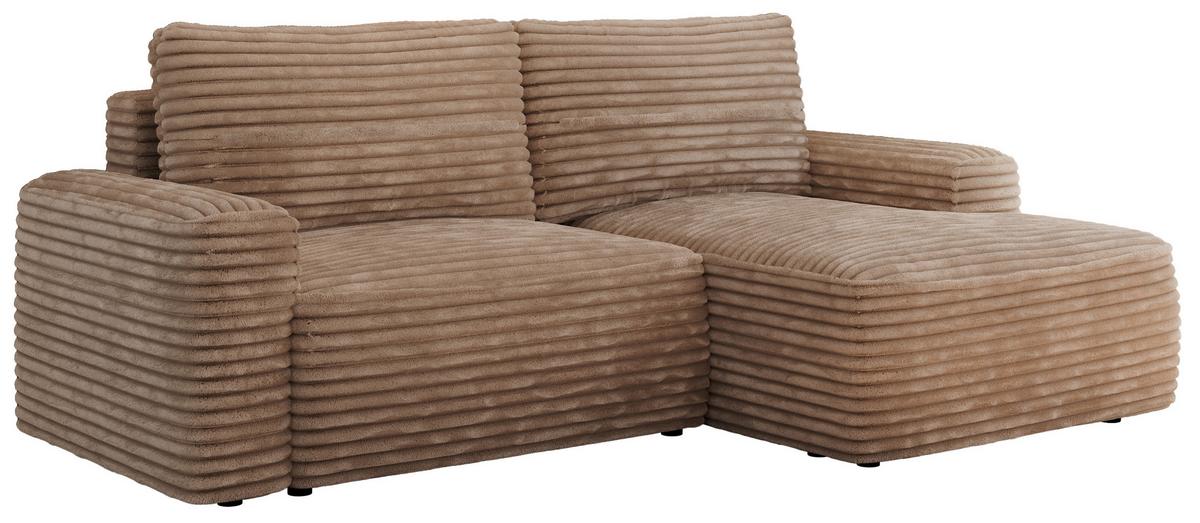ECKSOFA BELLUNO L Braun Cord - Rechts - Schwarz/Braun, Textil (233/144cm) - MKS
