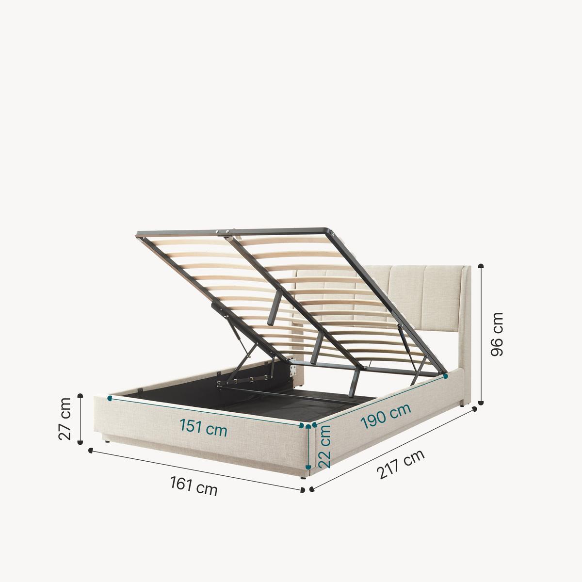 LED POLSTERBETT Tröstiar mit Matratze - Beige, Holzwerkstoff/Kunststoff (160/200cm) - [en.casa]