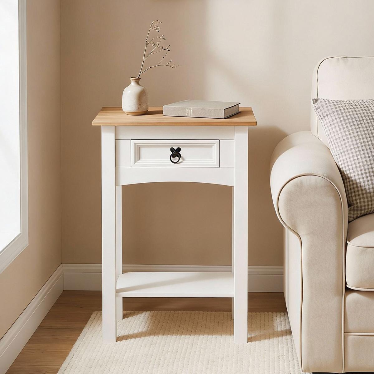 KONSOLENTISCH CAMPO weiß/braun - Weiß/Braun, Holz (32/53/73cm) - CARO-Möbel