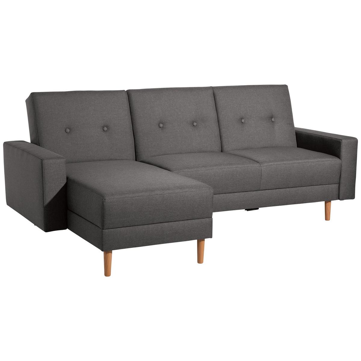 FUNKTIONSSOFA mit Hocker Kattie Flachgewebe anthrazit - Anthrazit, Kunststoff (144/230cm) - 58aufmkessel