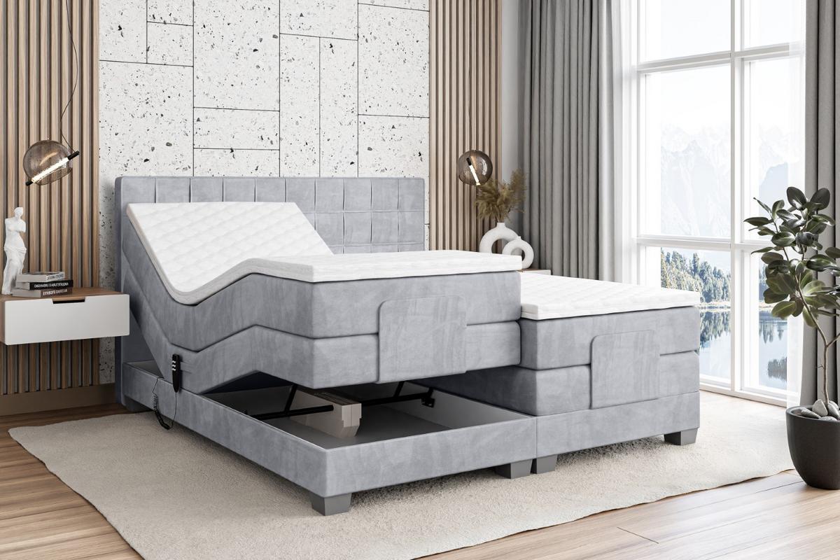 BOXSPRINGBETT elektrisch verstellbar mit 2 Matratzen H4/Taschenfederung OSTO EL 140 x 200 Grau - Grau, Holzwerkstoff (147/200cm) - ALTDECOR