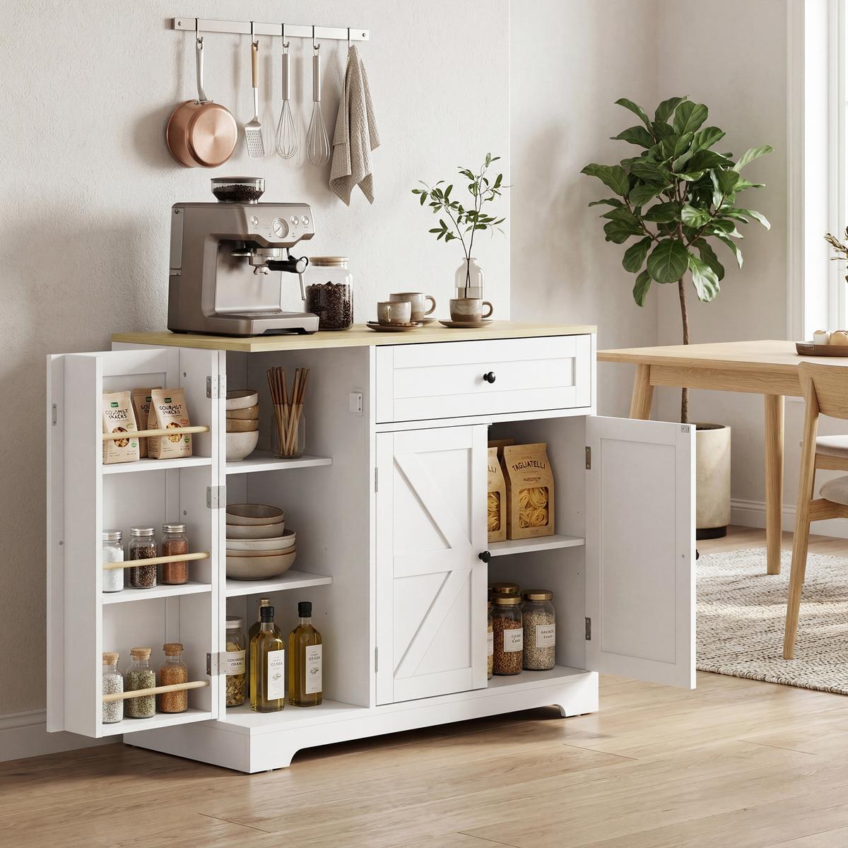 SIDEBOARD MDF Weiß - Schwarz/Weiß, Holzwerkstoff/Metall (40/81/100cm) - HOMCOM