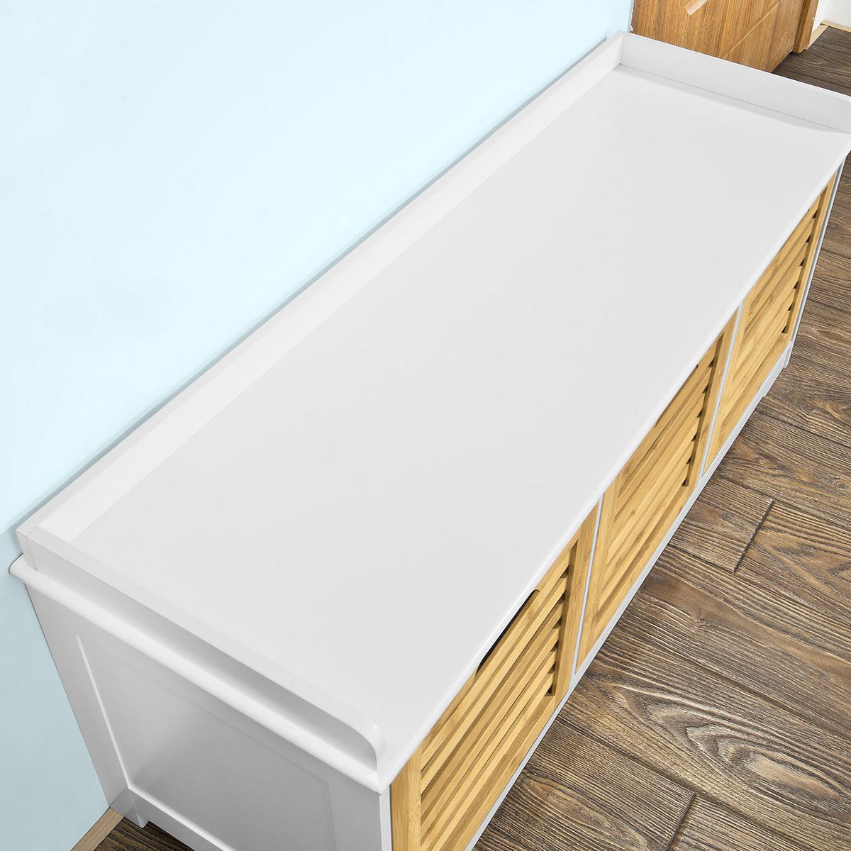 SCHUHBANK Weiß-Natur - Naturfarben, Holzwerkstoff (105/43/35cm) - SoBuy