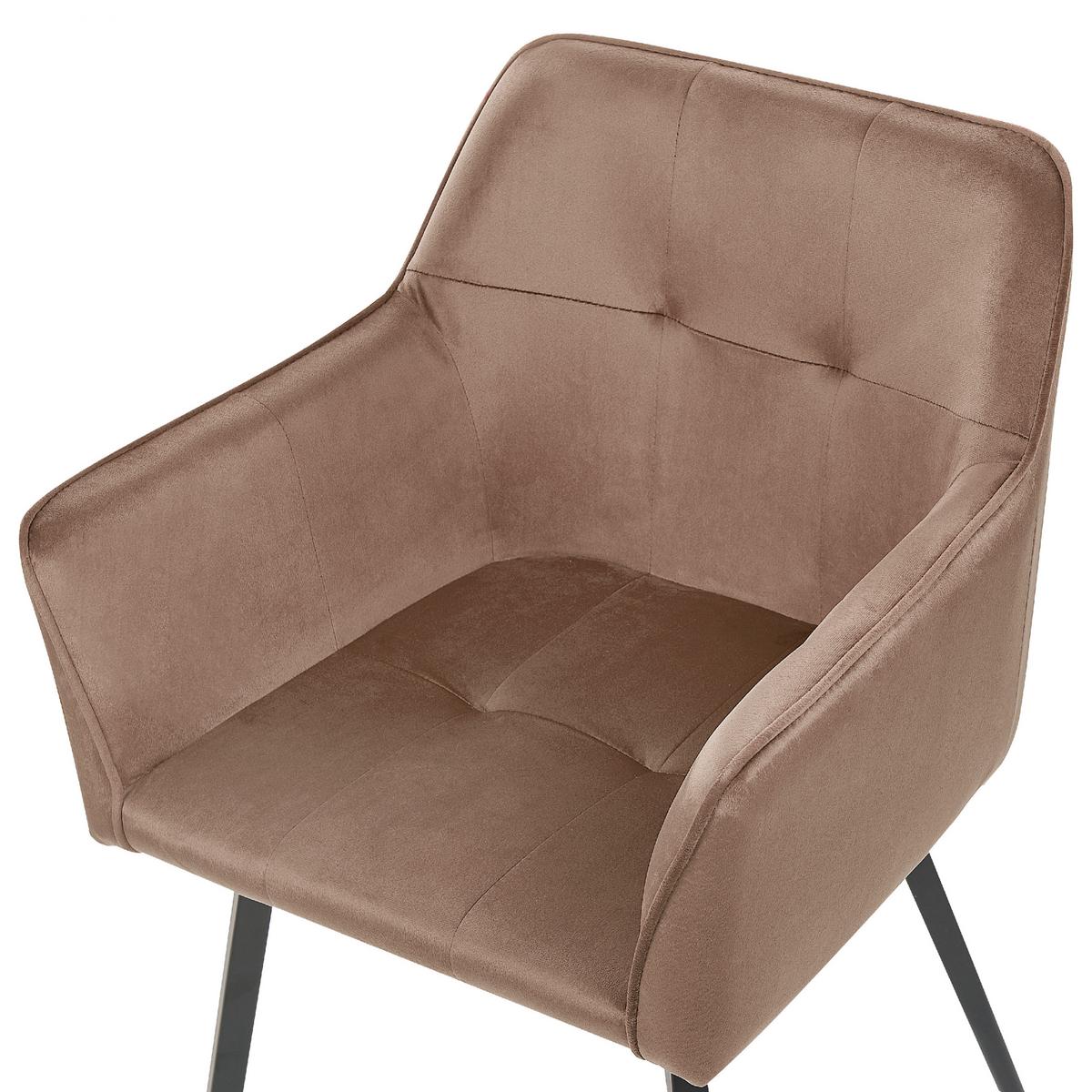 ESSZIMMERSTUHL 2er-Set Samtstoff Braun Jasmin - Braun, Textil/Metall (60/84/49cm) - Beliani