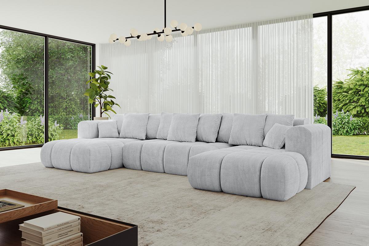 WOHNLANDSCHAFT CLOUD-U-v1 405x185x90 Grau Cord - Grau, Holzwerkstoff/Kunststoff (405/90/185cm) - ALTDECOR