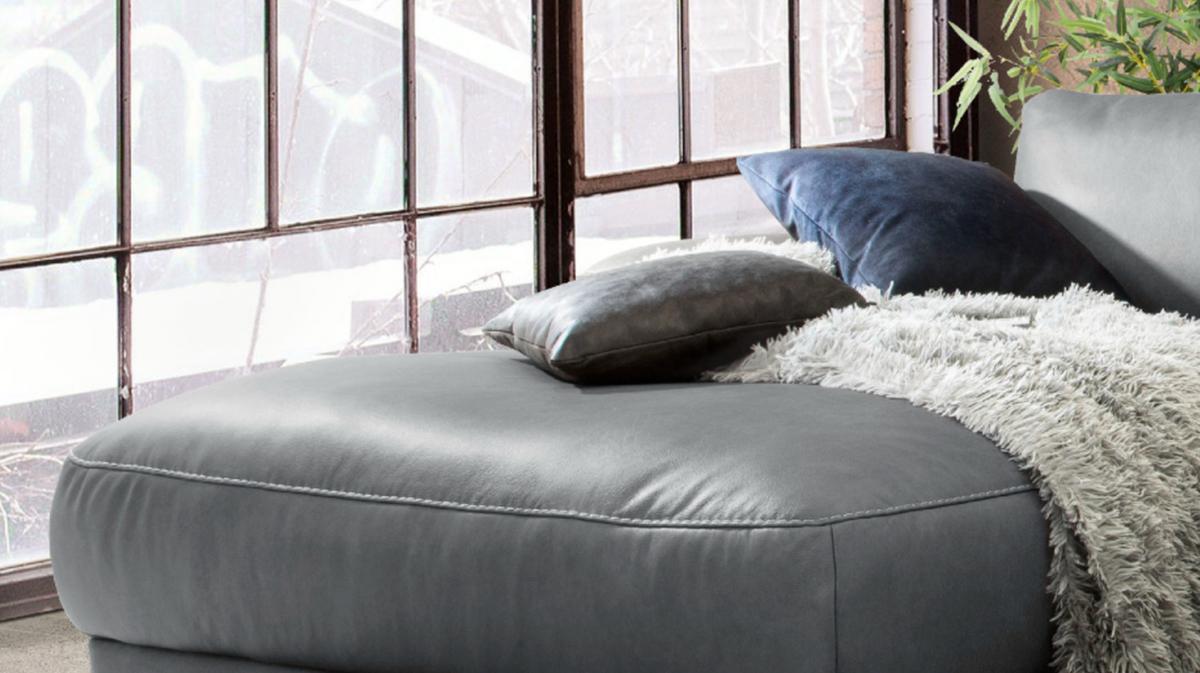 ECKSOFA MOTORISCHER RELAXFUNKTION LOLA Grau Leder Relaxfunktion - Schwarz/Grau, Leder (233/178cm) - KAWOLA