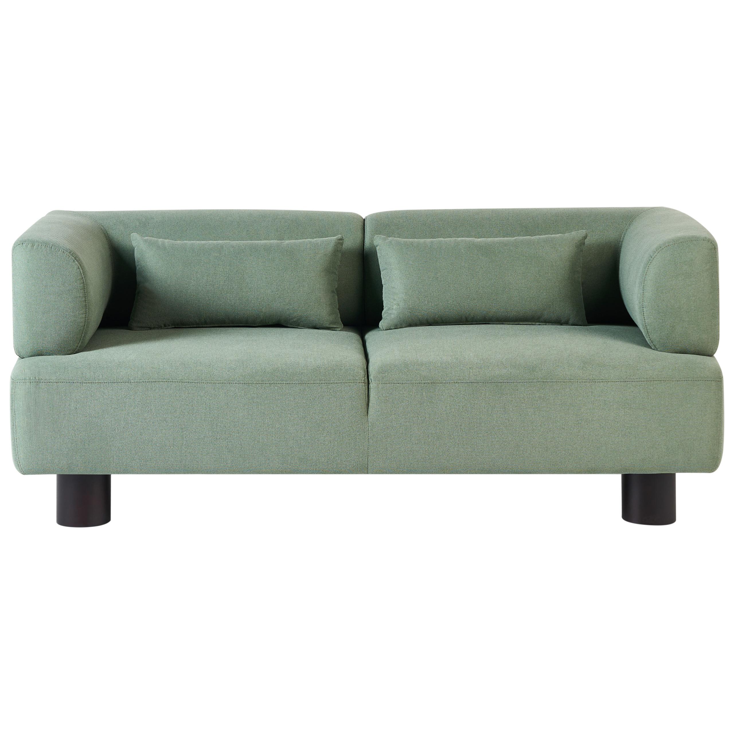 2-SITZER-SOFA Hellgrün Movik - Dunkelbraun, Textil (183/74/90cm) - Beliani