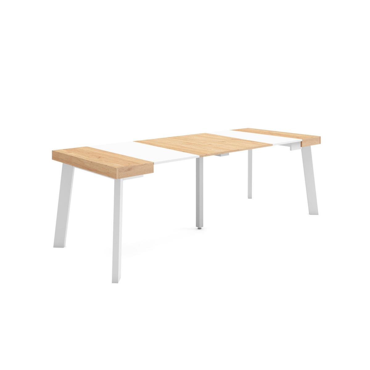 KONSOLENTISCH ausziehbar 58 bis 222cm, für 10 Gäste, eiche weiß, 90/58/73cm - Eichefarben/Weiß, Holzwerkstoff (90/222/73cm) - Skraut Home