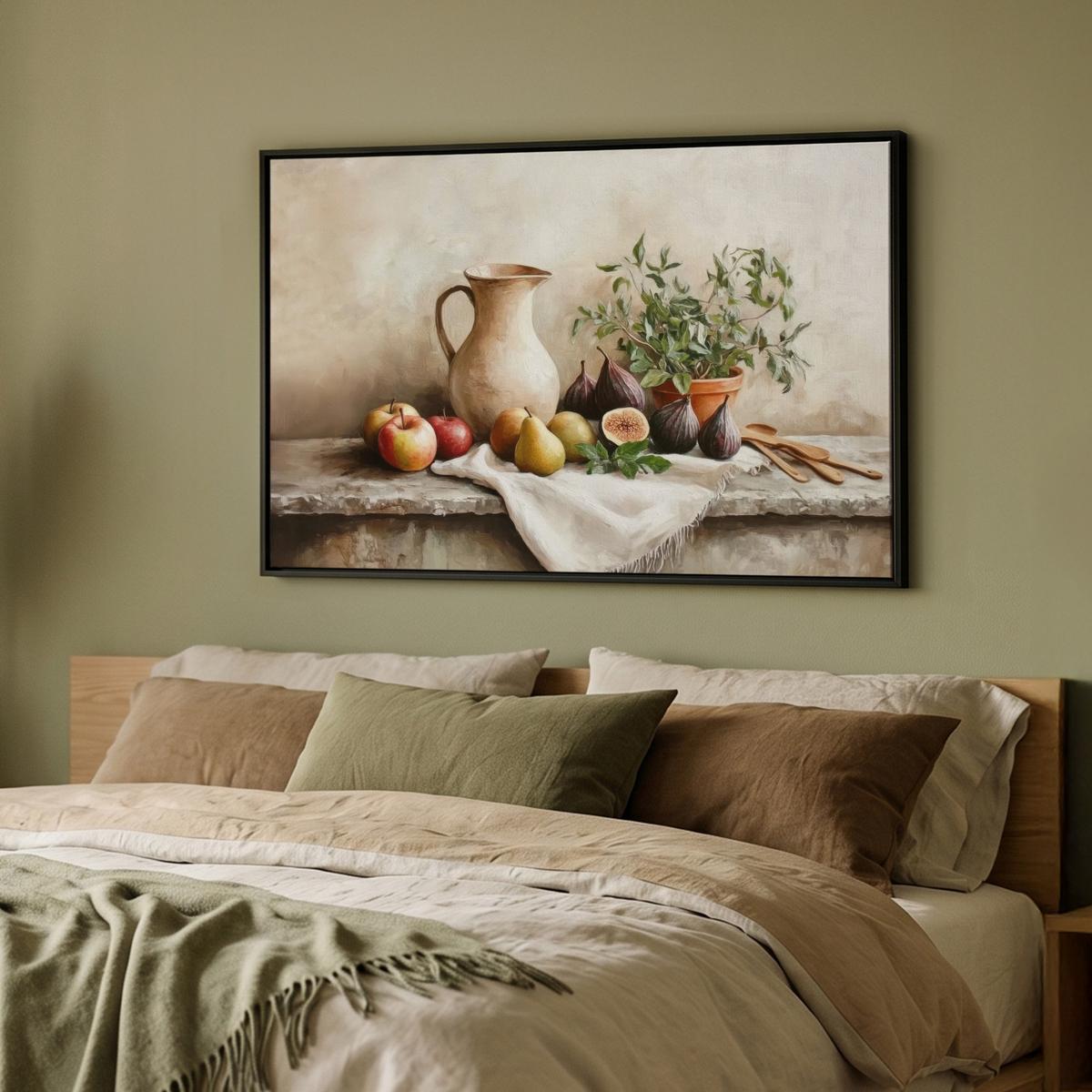 LEINWAND Bilder mit Rahmen - Obst - Kräuter - Ländlich - 90x60 - Naturfarben, Textil (90/60cm) - MuchoWow