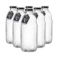 MILCHFLASCHEN Mara transparent 1 l 6er Set - Transparent, Glas (9/23/9cm) - Ritzenhoff Breker