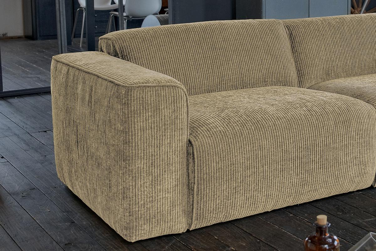 SOFA NELE Beige Cord - Beige/Schwarz, Textil (234/71/96cm) - KAWOLA