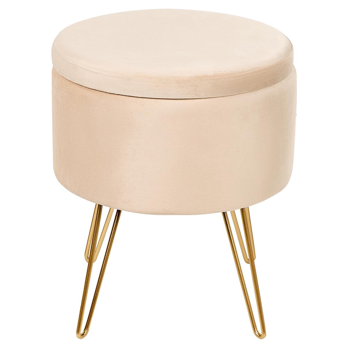 HOCKER Silas 42/42/44 cm - Beige, Textil (42/44/42cm) - Beliani