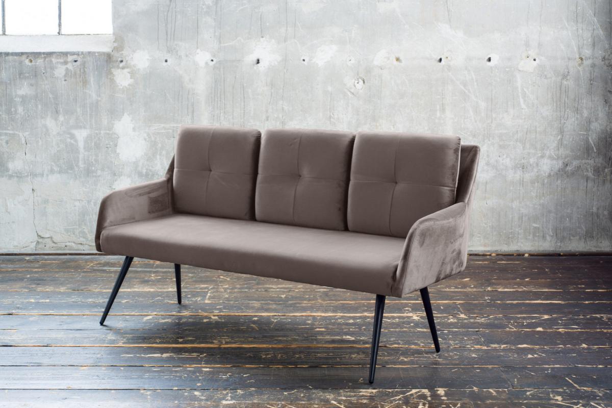 ESSZIMMERBANK PIRI Taupe Velvet - Taupe, Textil (180/84/64cm) - KAWOLA