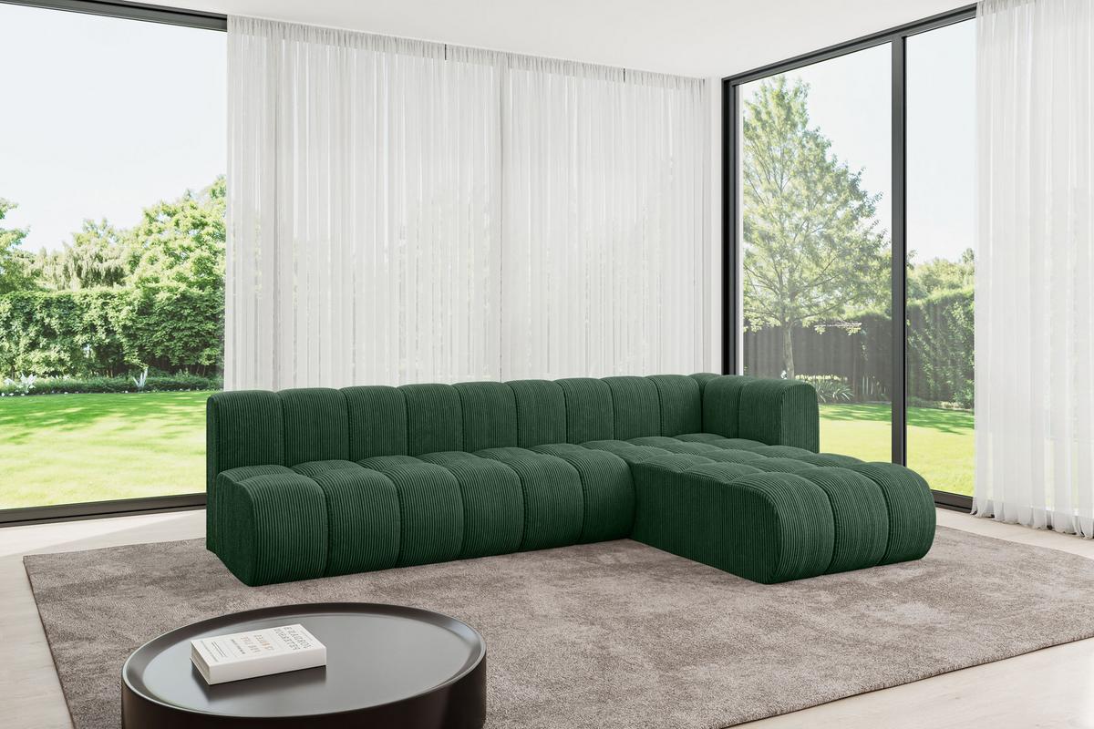 ECKSOFA modulares Sofa Darnel-L2 - 296x177x70 cm Grün - Grün, Holzwerkstoff/Textil (296/177cm) - ALTDECOR